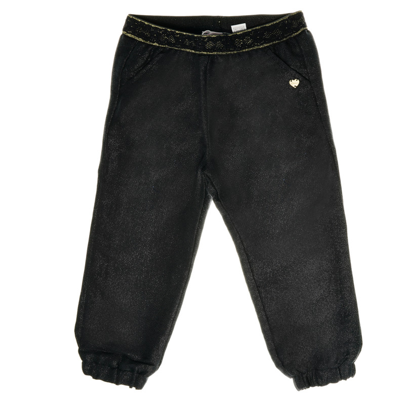 Панталон с блестящи нишки за бебе за момиче черен  216304
