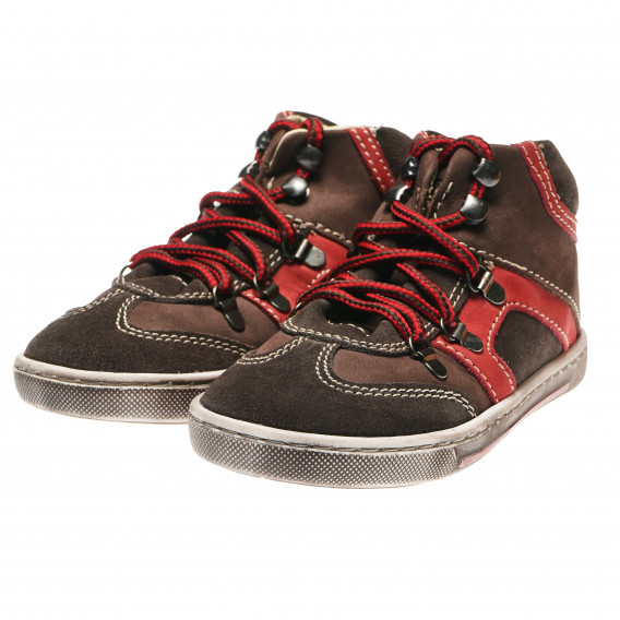 Кожени обувки за момче с червени връзки Chicco 216333 