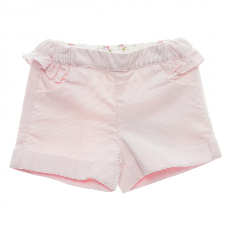 Къси панталони с къдрички за момиче светло розови  216357