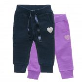 2 броя спортен памучен панталон със сърчице за момиче лилав и черен Chicco 216630 