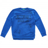 Блуза с надпис UNSTOPABLE OUTDOOR GAME, синя Benetton 216639 
