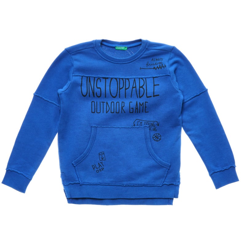 Блуза с надпис UNSTOPABLE OUTDOOR GAME, синя  216639