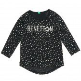 Памучна блуза с принт на звезди за бебе, сива Benetton 216972 