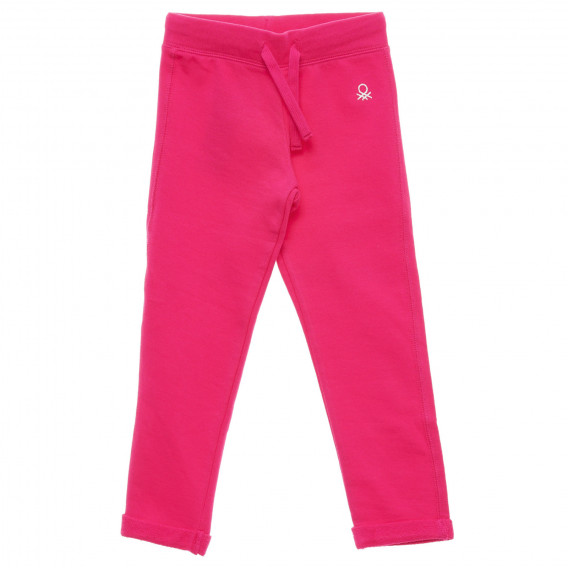 Памучен панталон с подгънати крачоли, розов Benetton 217004 