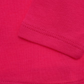 Памучна блуза с дълъг ръкав и надпис на бранда, розова Benetton 217018 3