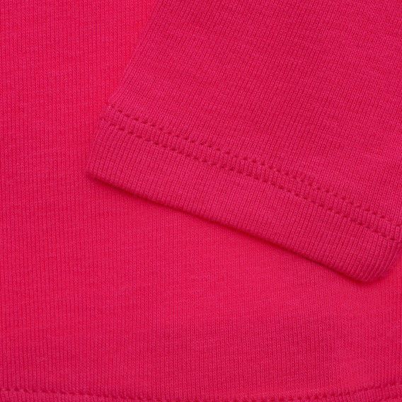 Памучна блуза с дълъг ръкав и надпис на бранда, розова Benetton 217018 3