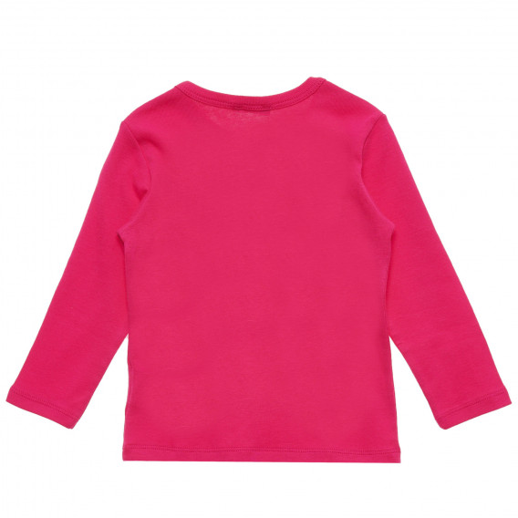 Памучна блуза с дълъг ръкав и надпис на бранда, розова Benetton 217019 4