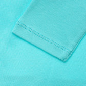 Памучна блуза с дълъг ръкав и надпис на бранда в ментов цвят Benetton 217038 3