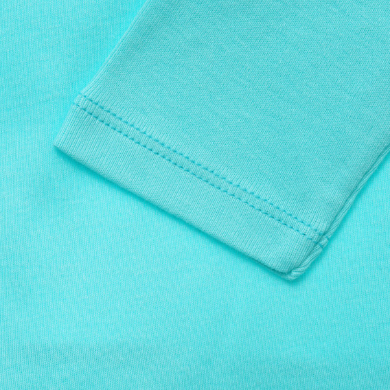 Памучна блуза с дълъг ръкав и надпис на бранда в ментов цвят Benetton 217038 3