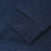 Памучна блуза с дълъг ръкав и надпис, тъмно синя Benetton 217046 3