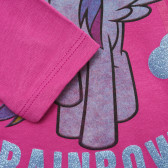 Памучна блуза с брокатен надпис, розова Benetton 217130 3