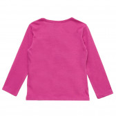 Памучна блуза с брокатен надпис, розова Benetton 217131 4