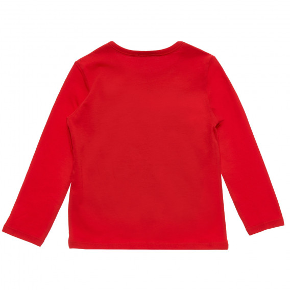 Памучна блуза с графичен принт и дълъг ръкав, червена Benetton 217151 4