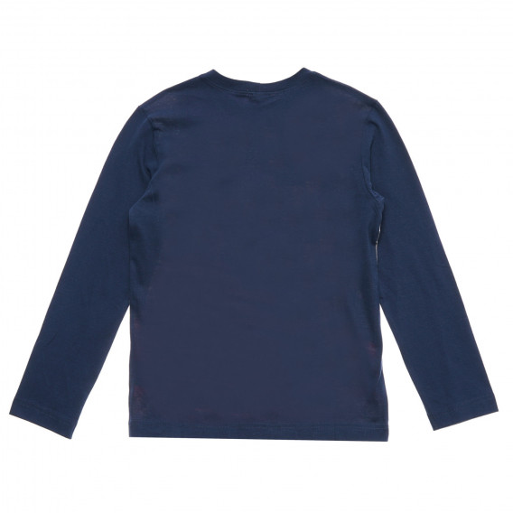 Памучна блуза с дълъг ръкав и надпис Team, синя Benetton 217159 4