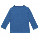 Памучна блуза с дълъг ръкав и щампа за бебе, синя Benetton 217179 4