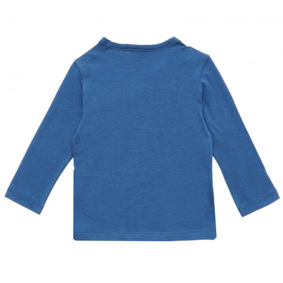 Памучна блуза с дълъг ръкав и щампа за бебе, синя Benetton 217179 4