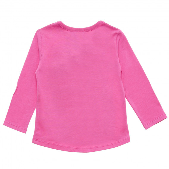 Памучна блуза с дълъг ръкав и графичен принт на момиче, розова Benetton 217195 4