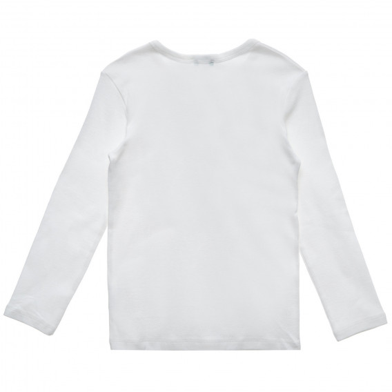 Памучна блуза с дълъг ръкав и надпис Out of sight, бяла Benetton 217259 4