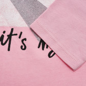 Памучна блуза с надпис, розова Benetton 217274 3