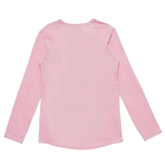 Памучна блуза с надпис, розова Benetton 217275 4