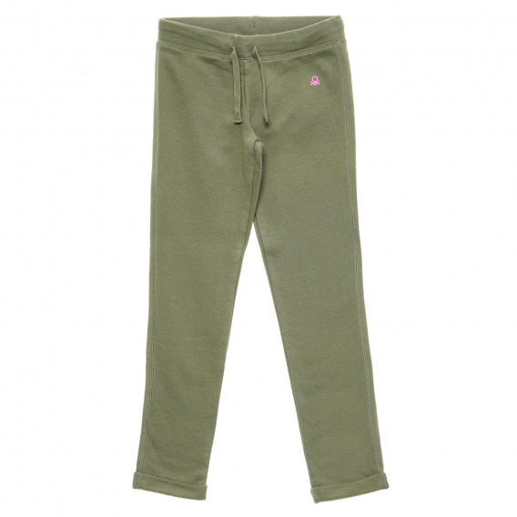 Памучен панталон с подгънати крачоли за бебе, зелен Benetton 217371 