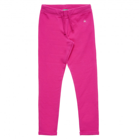 Памучен панталон с подгънати крачоли, тъмно розов Benetton 217375 