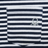 Памучна раирана тениска с логото на бранда в бяло и синьо Benetton 217544 2