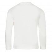 Памучна блуза с дълъг ръкав и щампа с надпис, бяла Benetton 217581 4