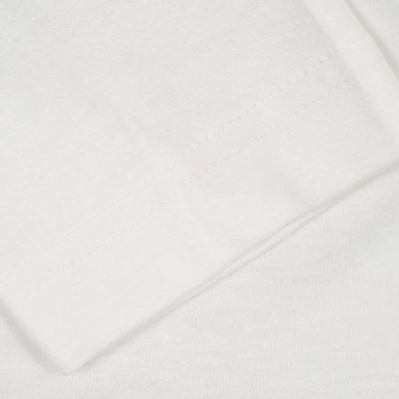 Памучна блуза с дълъг ръкав и щампа с надпис, бяла Benetton 217582 3