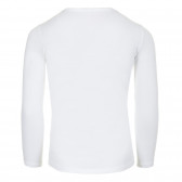 Памучна блуза с дълъг ръкав и графичен принт с надпис, бяла Benetton 217630 4