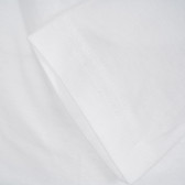 Памучна блуза с дълъг ръкав  и надпис на бранда, бяла Benetton 217639 3