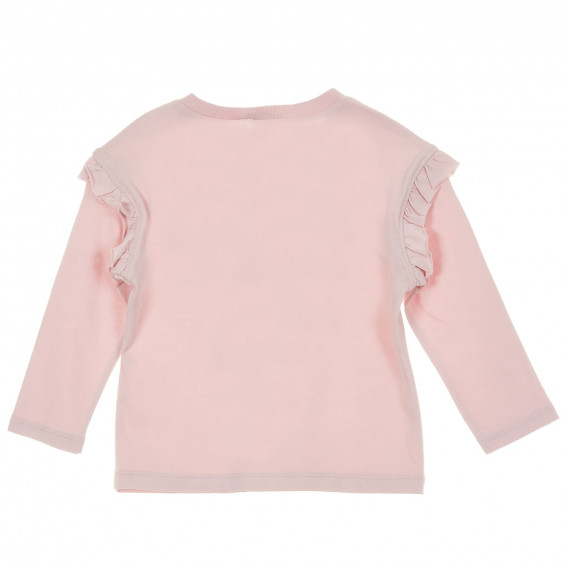 Памучна блуза с надпис Lovely, розова Benetton 217651 4