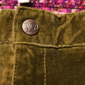 Къс памучен панталон с флорално акценти за момиче зелен Naf Naf 217947 4
