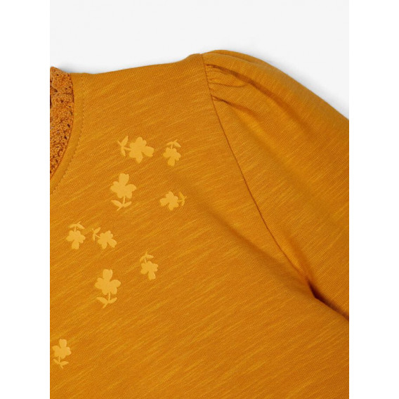 Памучна блуза с буфан ръкави и къдрички, жълта Name it 218022 3