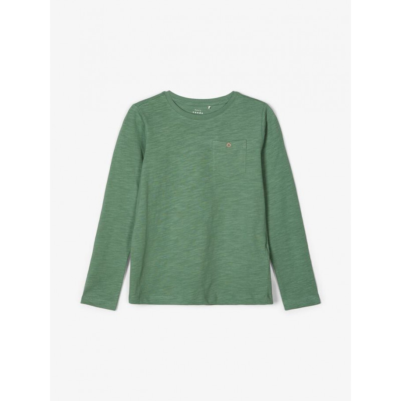 Блуза от органичен памук с джоб, зелена  218035