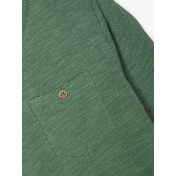 Блуза от органичен памук с джоб, зелена Name it 218037 3