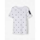 Тениска от органичен памук с графичен принт, бяла Name it 218290 