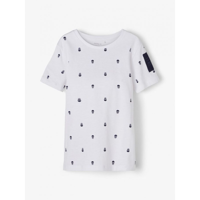 Тениска от органичен памук с графичен принт, бяла  218290