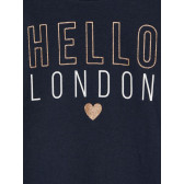 Памучна рокля с надпис Hello London, синя Name it 218307 3
