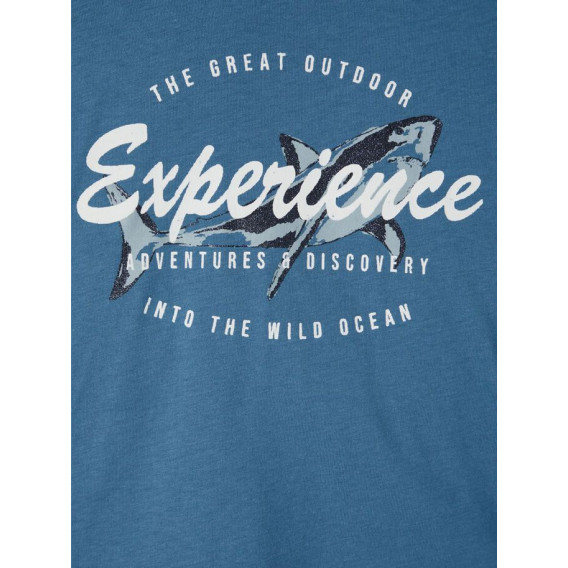 Блуза от органичен памук с щампа на акула за бебе, синя Name it 218329 3