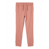 Панталон от органичен памук с връзки, розов Name it 218385 