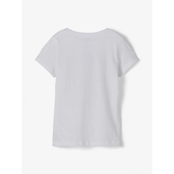 Тениска от органичен памук с принт на момиче, бяла Name it 218390 2