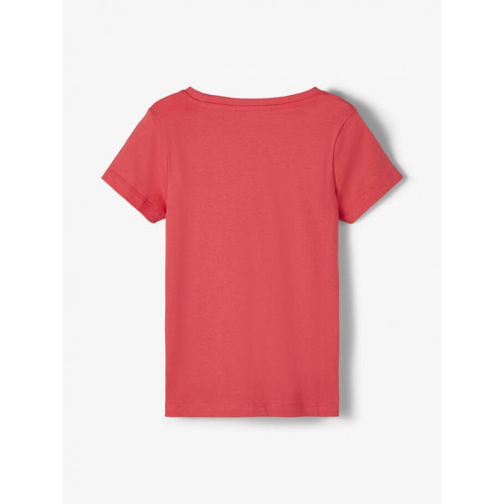 Тениска от органичен памук с надпис в коралов цвят Name it 218399 2