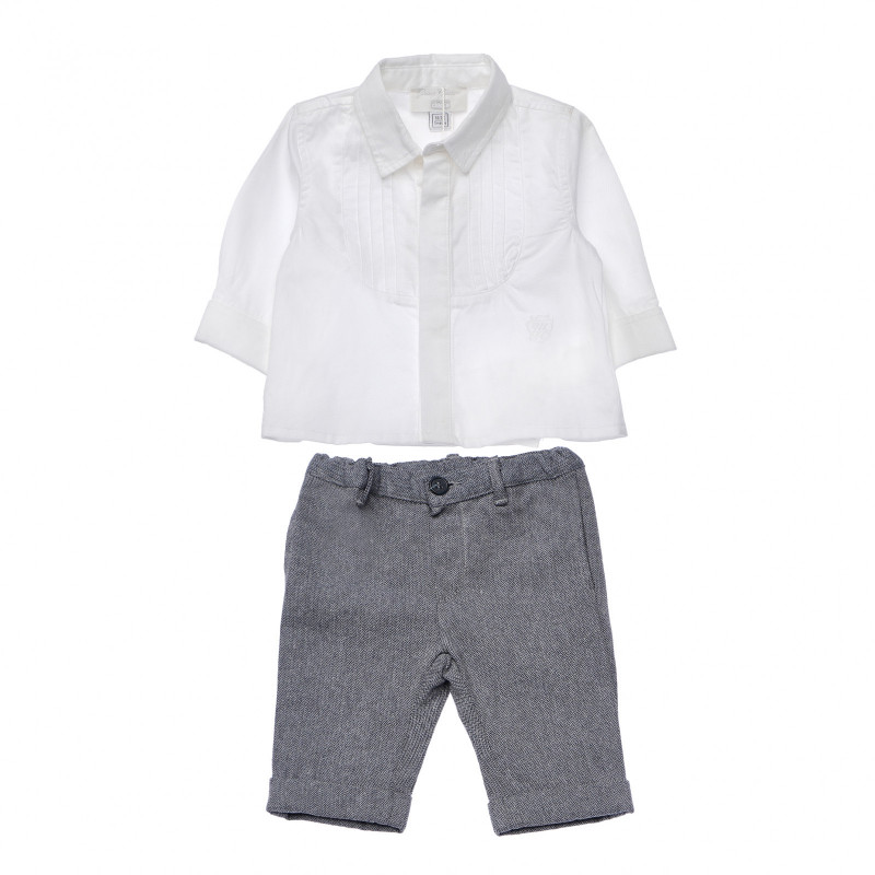 Комплект от две части - панталон и риза за бебе за момче син  218534