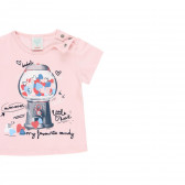 Памучна тениска с графичен принт, розова Boboli 218963 3