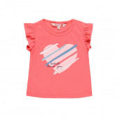 Памучна тениска с къдрички на ръкавите, розова Boboli 218964 