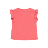 Памучна тениска с къдрички на ръкавите, розова Boboli 218965 2