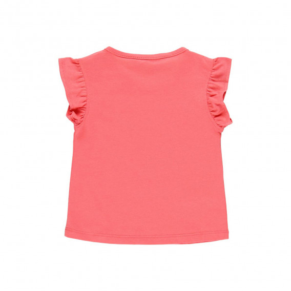 Памучна тениска с къдрички на ръкавите, розова Boboli 218965 2