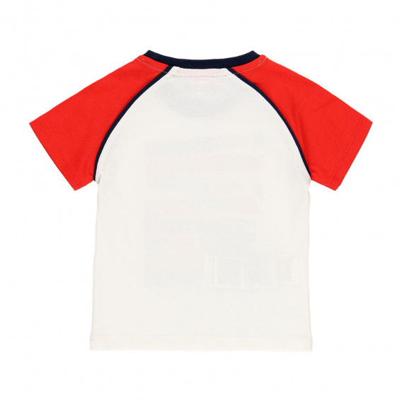 Памучна тениска с червени ръкави, бяла Boboli 219108 2