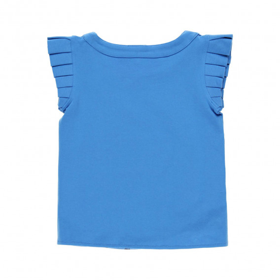 Памучна блуза с къс ръкав и панделка, синя Boboli 219145 2